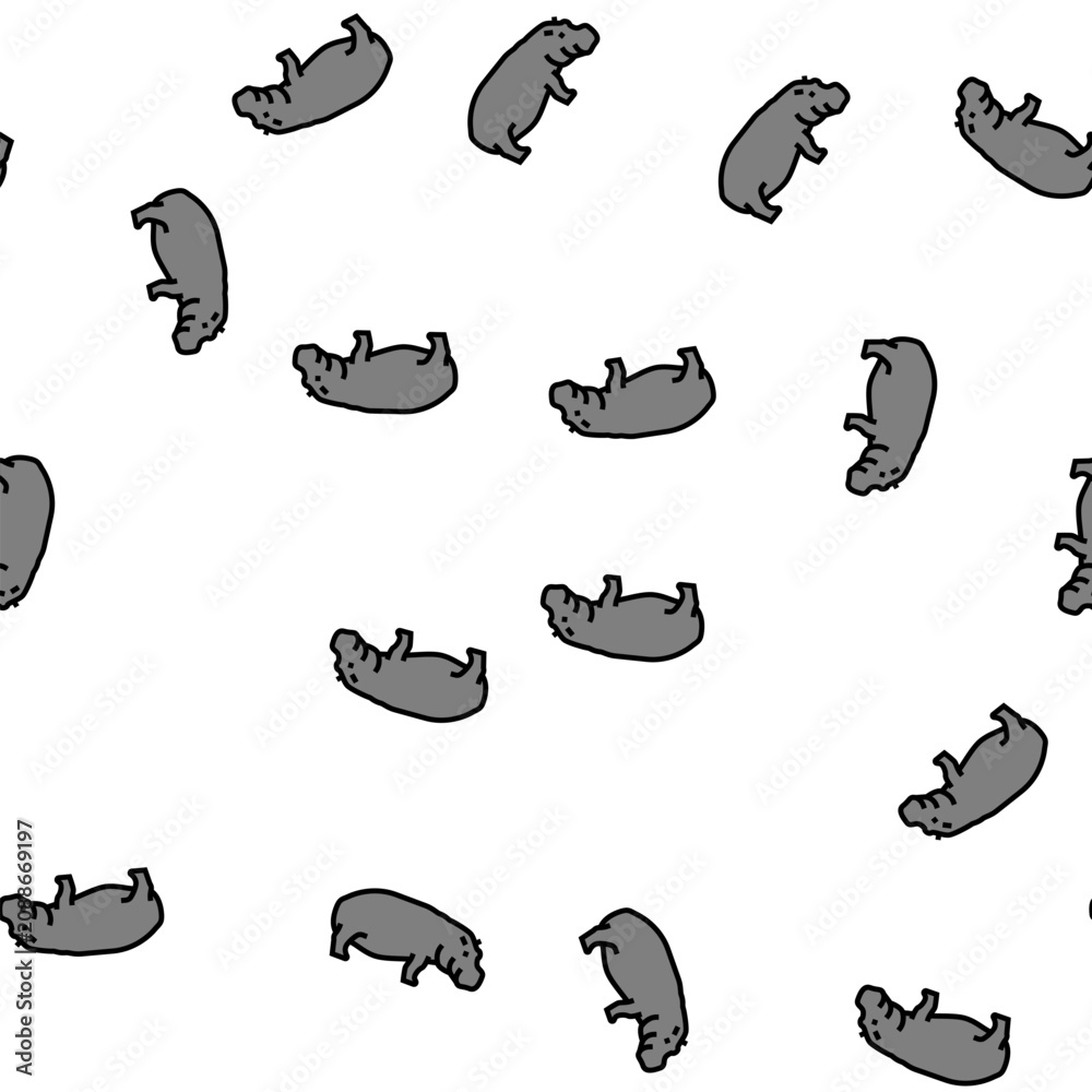Fototapeta premium hippopotamus wild animal vector seamless pattern hippopotamus wild animal sign illustration