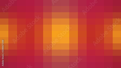 Minimalist grid background composed of square tiles with a warm color gradient from deep red to bright orange, ideal for professional digital design layouts.