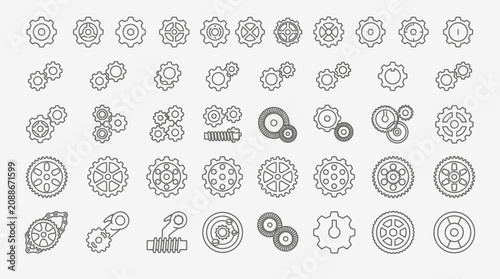 Mechanical Gear Vector Icons Cogwheel Engineering Industrial Machine Parts Interlocking Gears Assemblies Design Collection