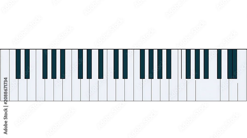 Fototapeta premium Clean Minimalist Piano Keyboard Keys Isolated on a Pure White Background for Music Education and Design Projects