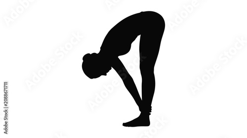 Canvastavla Person Performing Forward Bend Pose Black Silhouette