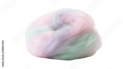 Tableau sur toile Fluffy pastel pink purple and green cotton candy spun sugar, isolated on transpa