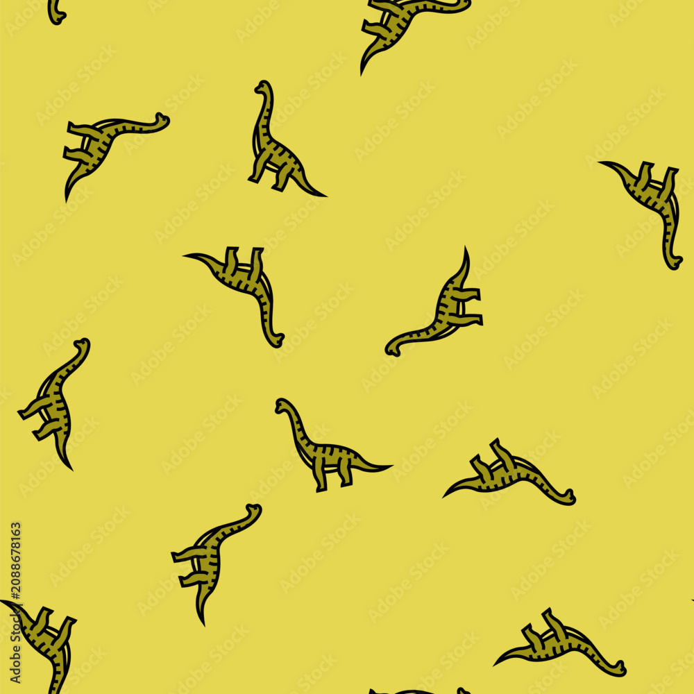 Fototapeta premium brachiosaurus dinosaur animal vector seamless pattern brachiosaurus dinosaur animal sign illustration