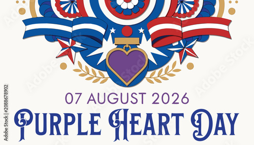 Tableau sur toile Decorative purple heart medal illustration for national purple heart day
