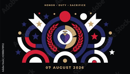 фотографія Patriotic geometric design honoring honor duty and sacrifice on black background