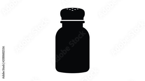 Salt shaker vector illustration with perforated cap black silhouette