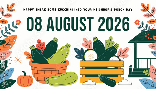 Foto Decorative illustration celebrating sneak some zucchini into your neighbor porch