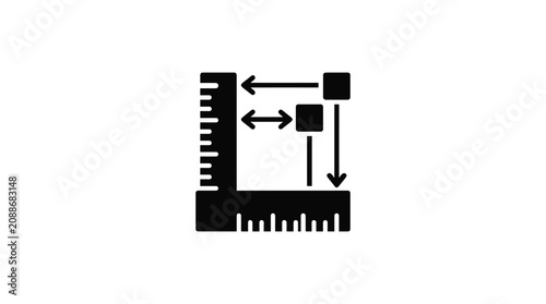 Measuring tools with arrows black vector silhouette