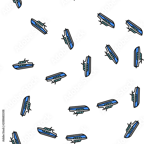 Obraz na plátně cabin cruiser boat vector seamless pattern cabin cruiser boat sign illustration