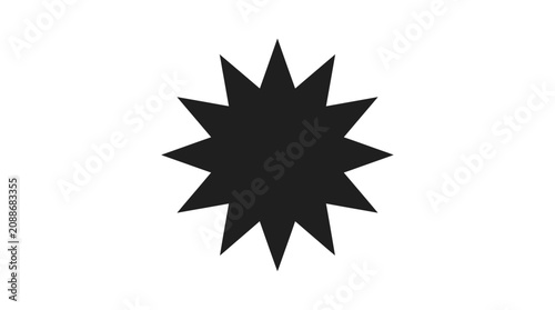 Star shaped burst with pointed rays black silhouette