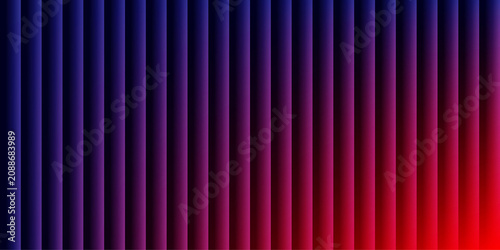 Abstract blue and red glowing vertical lines on dark background. Futuristic neon gradient stripe pattern creates a vibrant optical effect. Modern technology backdrop for digital and sci-designs.