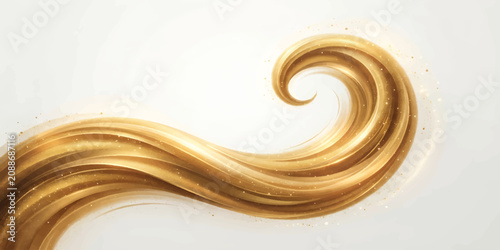 Golden flowing hair strand with subtle sparkle against a soft gradient background vector illustration