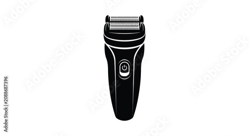 Cuadro en lienzo Electric razor in black silhouette against a white background silhouette shaver