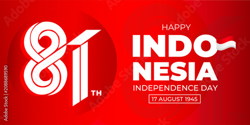 81th Happy Indonesia Independence Day Illustration Background Design. Indonesian Anniversary 17 August 1945 Greeting Vector Template
