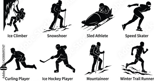 Photography Winter Sports and Outdoor Adventure Silhouette Collection Featuring Ice Climbing