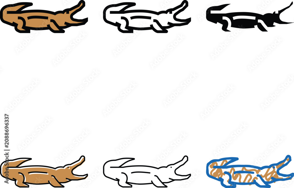 Fototapeta premium crocodile reptile in zoo color icon vector. crocodile reptile in zoo sign. pack isolated symbol