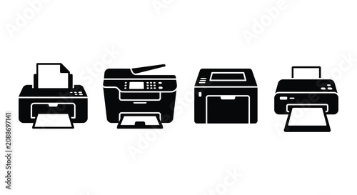Konstfotografi Four different printer silhouettes in a black and white graphic composition silh