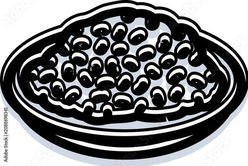Traditional black eyed peas illustration served in a bowl, representing a symbol of good fortune and prosperity for new year celebrations and communal gatherings