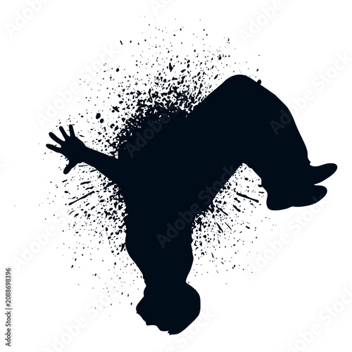 Foto Back somersault splash paint silhouette