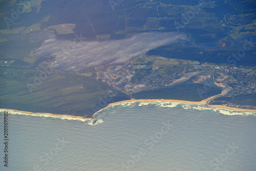 Aerial- Large format view South African coastline from a plane at 10,000 feet