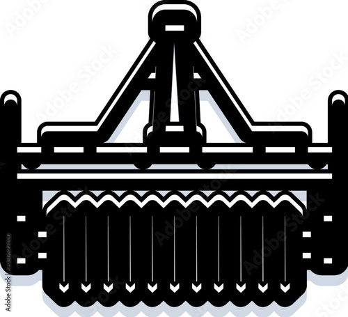 Картината върху платно Farm field cultivator icon showing agricultural tillage equipment for loosening