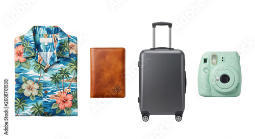 Εκτύπωση καμβά Summer travel vacation essentials layout isolated on transparent background