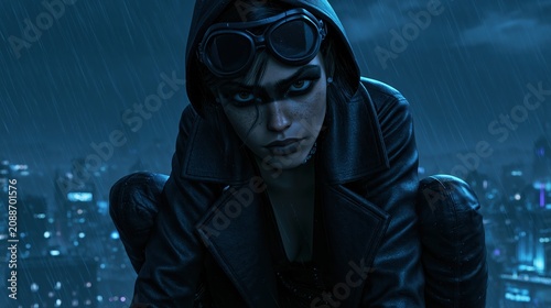 vigilante character in urban night setting