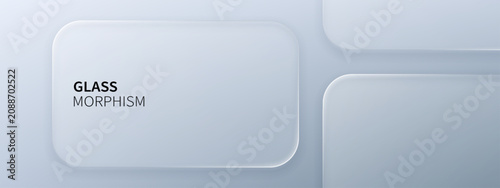 Photography Liquid glass morphism vector background with translucent frosted rectangles