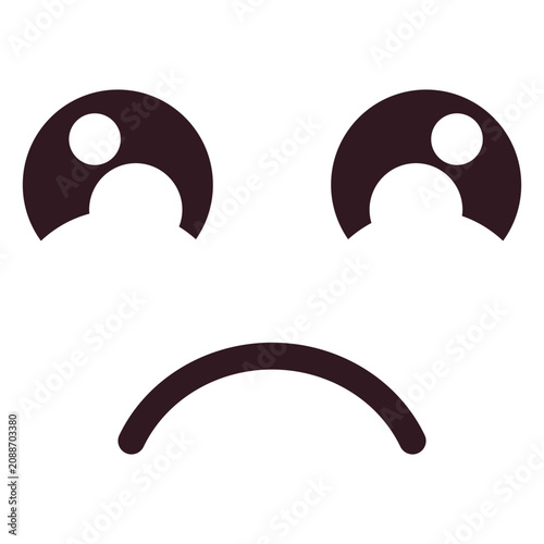 Schilderij op canvas Kawaii frowning emoticon face