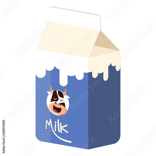 Bild auf Leinwand Milk box milk cow illustration