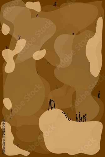 cream-colored background with little figures