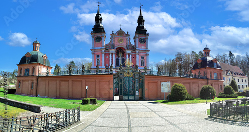 Photos panoramic view on historic Baroque Marian Sanctuary in Swieta Lipka (Holy Linden