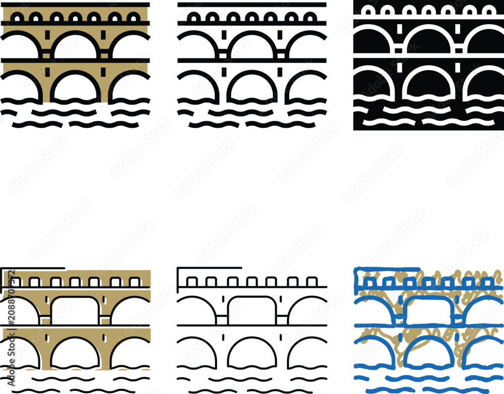 Obraz premium aqueduct pack ancient rome construction color icon vector. aqueduct ancient rome construction sign. isolated symbol