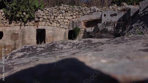 Salina, Malta - The entrance to the Salina Catacombs believed to be dated to the 2nd or 3rd century AD. High quality 4k footage