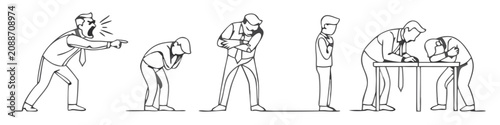 Εκτύπωση καμβά Man experiencing workplace stress and emotional distress in a sequence of poses