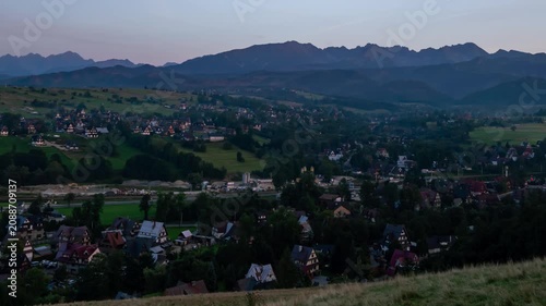 Sunlit Tatra Village and Peaks - Summer Vistas Timelapse, Poland