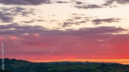 Sunset Glow on Peak Panorama - Tatra Mountain Time-lapse