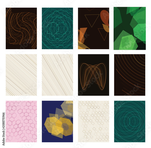 Geometric Patterns, Abstract Backgrounds, Vector Textures, 12 Squares