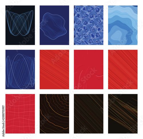Geometric Patterns, Abstract Backgrounds, Vector Textures, 12 Colorful Designs
