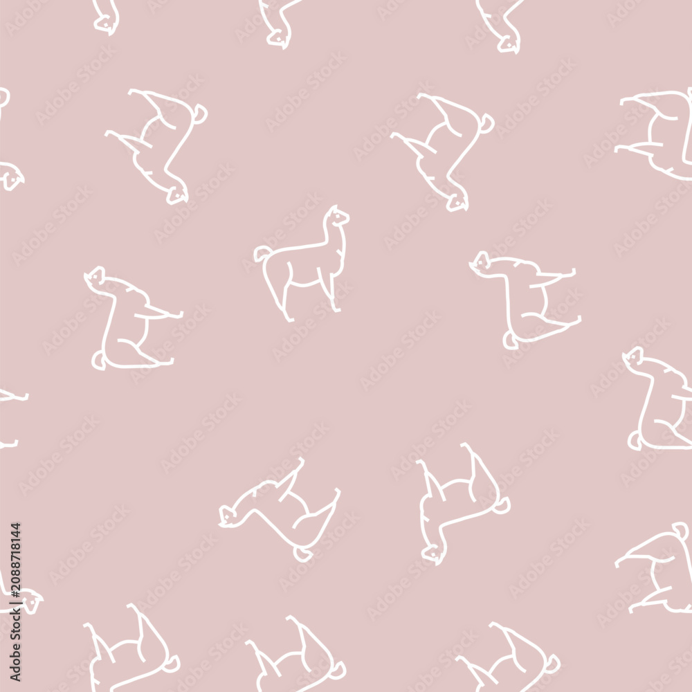Fototapeta premium lama wild animal vector line seamless pattern lama wild animal sign illustration