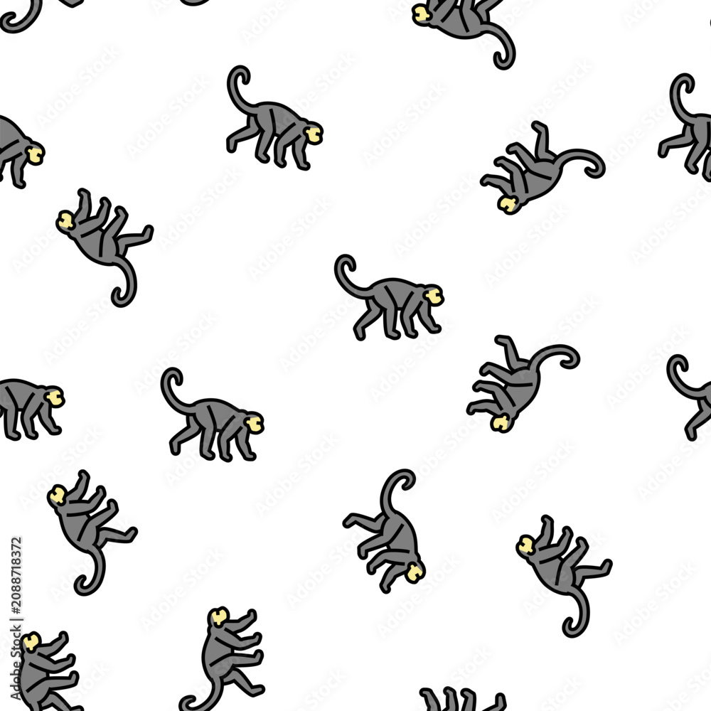 Fototapeta premium monkey animal in zoo vector seamless pattern monkey animal in zoo sign illustration