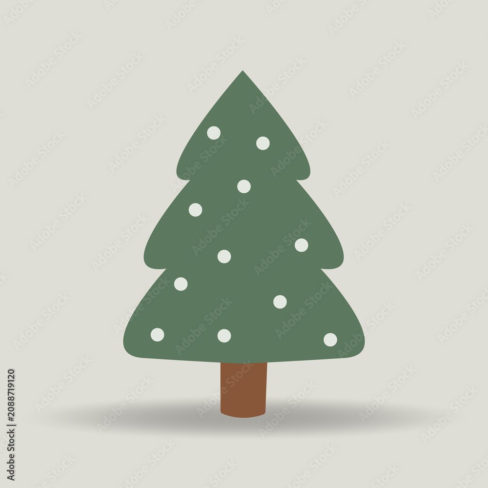 Fototapeta premium Minimal Christmas Tree Scandinavian Holiday Vector Illustration