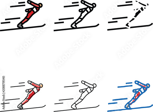 Bild auf Leinwand nordic combined winter sport color icon vector