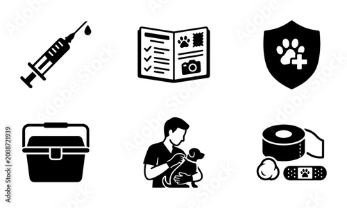Obraz na plátně Veterinary icons set, medical and pet care, for animal clinic website
