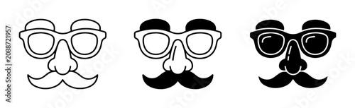 Bild auf Leinwand Disguise Face Icons, Outline and Solid Styles, for Fun and Prank Concepts