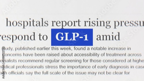 Medical news background with highlighted text headline focusing on glp 1 weight loss drug