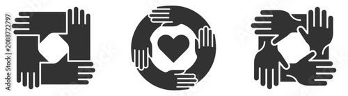 Foto hand icons with interconnected fingers and heart symbol vector set on transparen