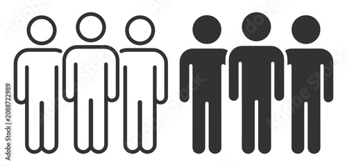 Foto group of three people icons flat style vector illustration on transparent backgr