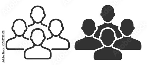Foto group of people icons in outline and solid style vector illustration on transpar