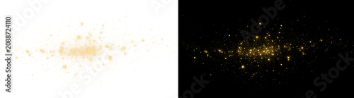 Gold Glitter Dust Overlay With Black Preview Area And Transparent Sparkle Trail For Festive Design Assets